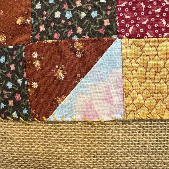 Vintage Feed Sack Tote Purse Handbag Handmade Quilted Upcycled Hook Loop Close - Picture 9 of 16